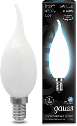 Лампа Gauss 104201205 LED Filament Свеча на ветру OPAL E14 5W 450lm 4100К